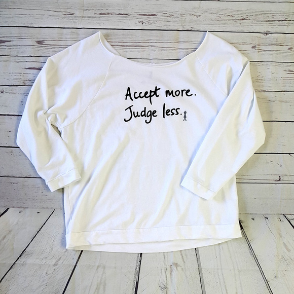 Le Motto Tops - Le Motto white sweatshirt Accept More. Judge Less.